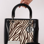 Dior Medium Lady Zebra Print Pony Hair and Black Patent