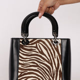 Dior Medium Lady Zebra Print Pony Hair and Black Patent