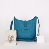 Hermès Evelyne PM Bleu Izmir Taurillon Clemence 2013 PHW