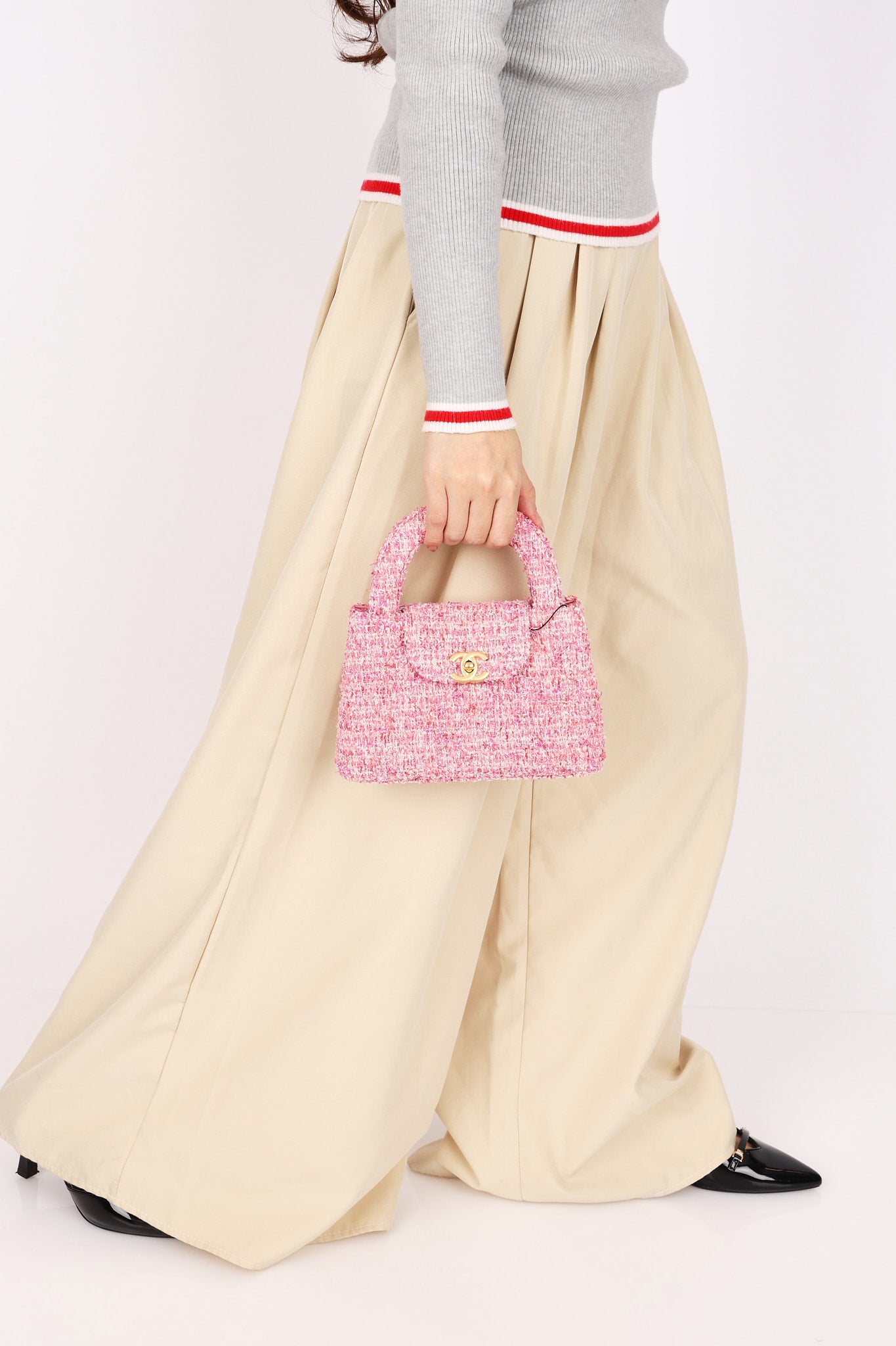 Chanel Small Kelly Shopper Pink Tweed AGHW