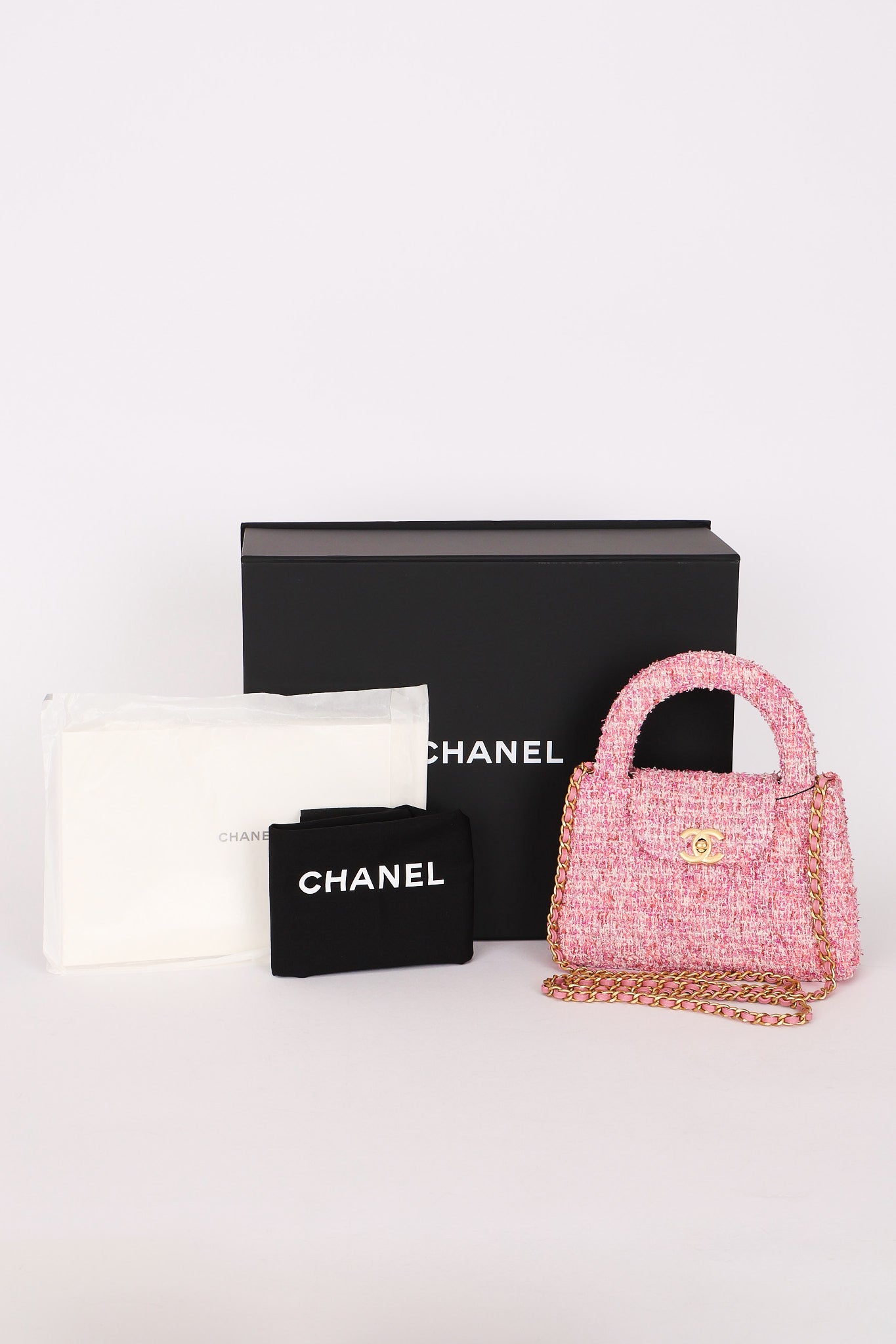 Chanel Small Kelly Shopper Pink Tweed AGHW