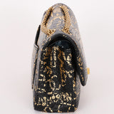 Chanel 2.55 Reissue Double Flap Black Croc Embossed Graffiti Print AGHW