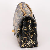 Chanel 2.55 Reissue Double Flap Black Croc Embossed Graffiti Print AGHW