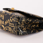 Chanel 2.55 Reissue Double Flap Black Croc Embossed Graffiti Print AGHW