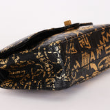 Chanel 2.55 Reissue Double Flap Black Croc Embossed Graffiti Print AGHW