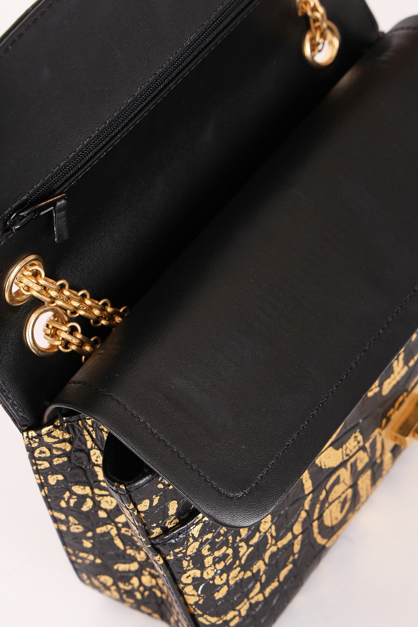 Chanel 2.55 Reissue Double Flap Black Croc Embossed Graffiti Print AGHW