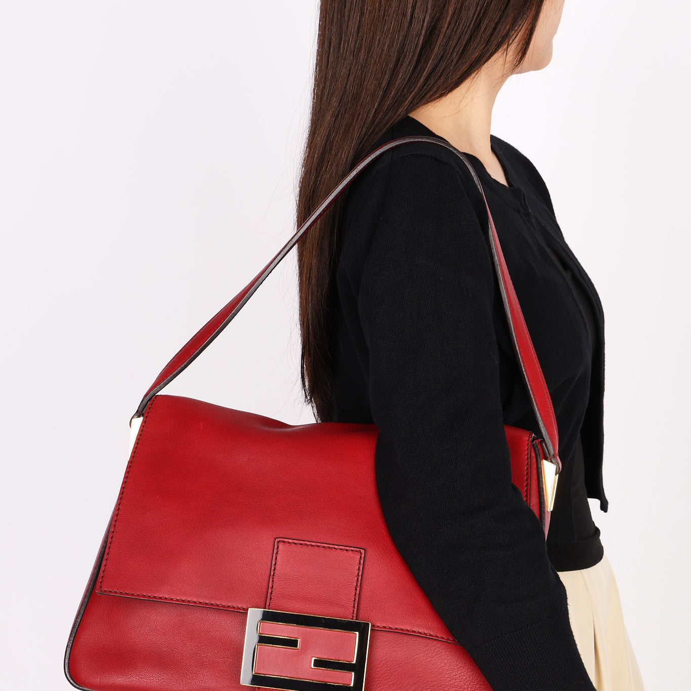 Fendi Mamma Forever Baguette Bag Red GHW