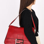Fendi Mamma Forever Baguette Bag Red GHW