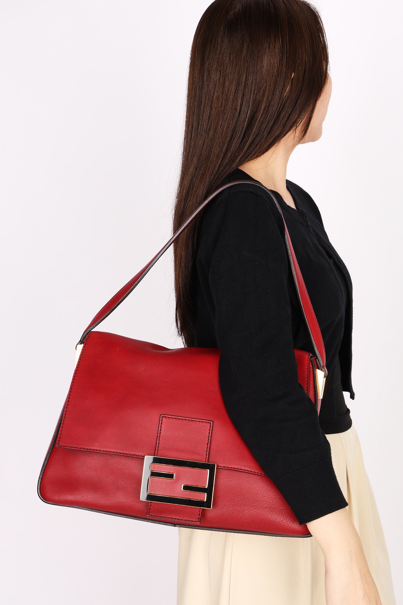 Fendi Mamma Forever Baguette Bag Red GHW