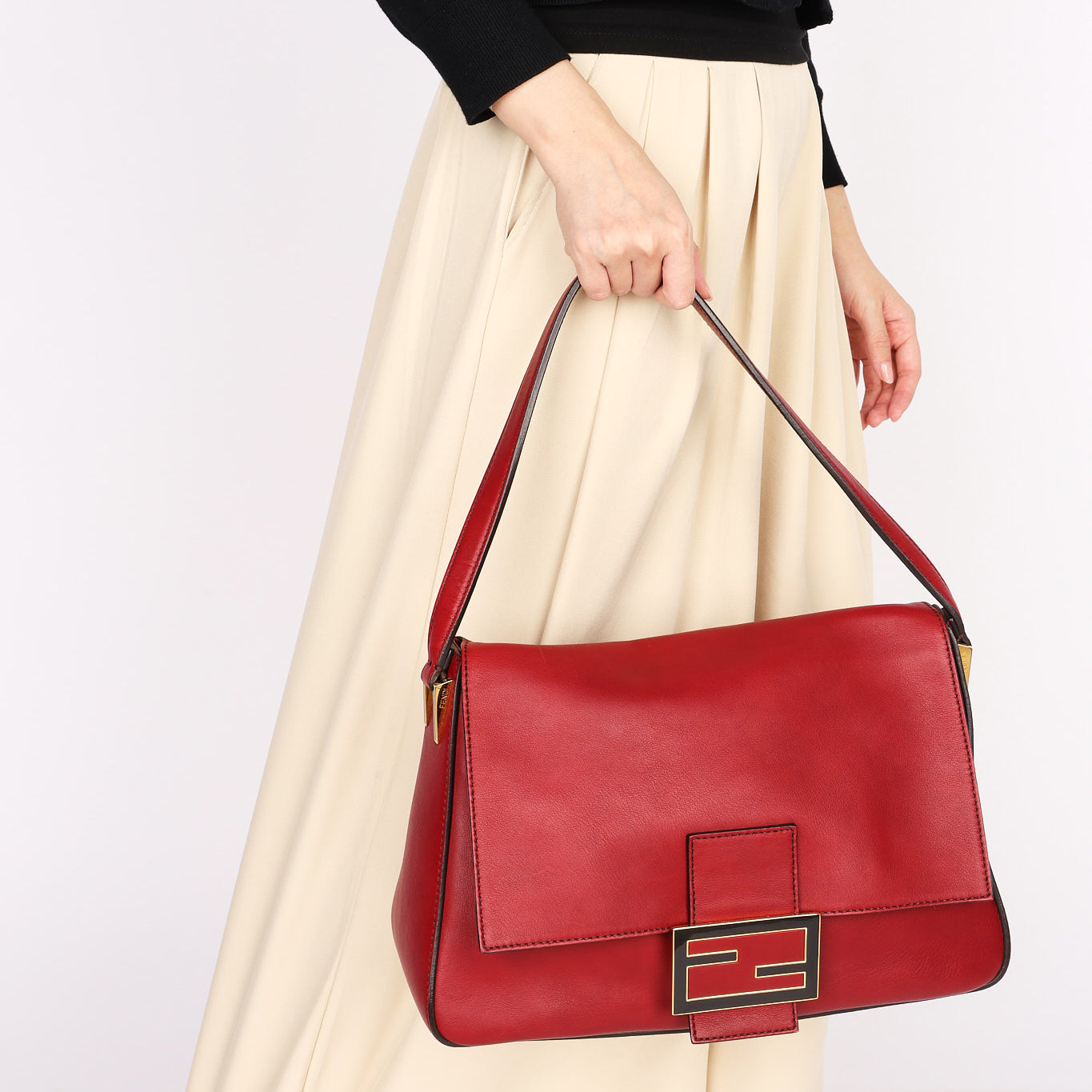 Fendi Mamma Forever Baguette Bag Red GHW