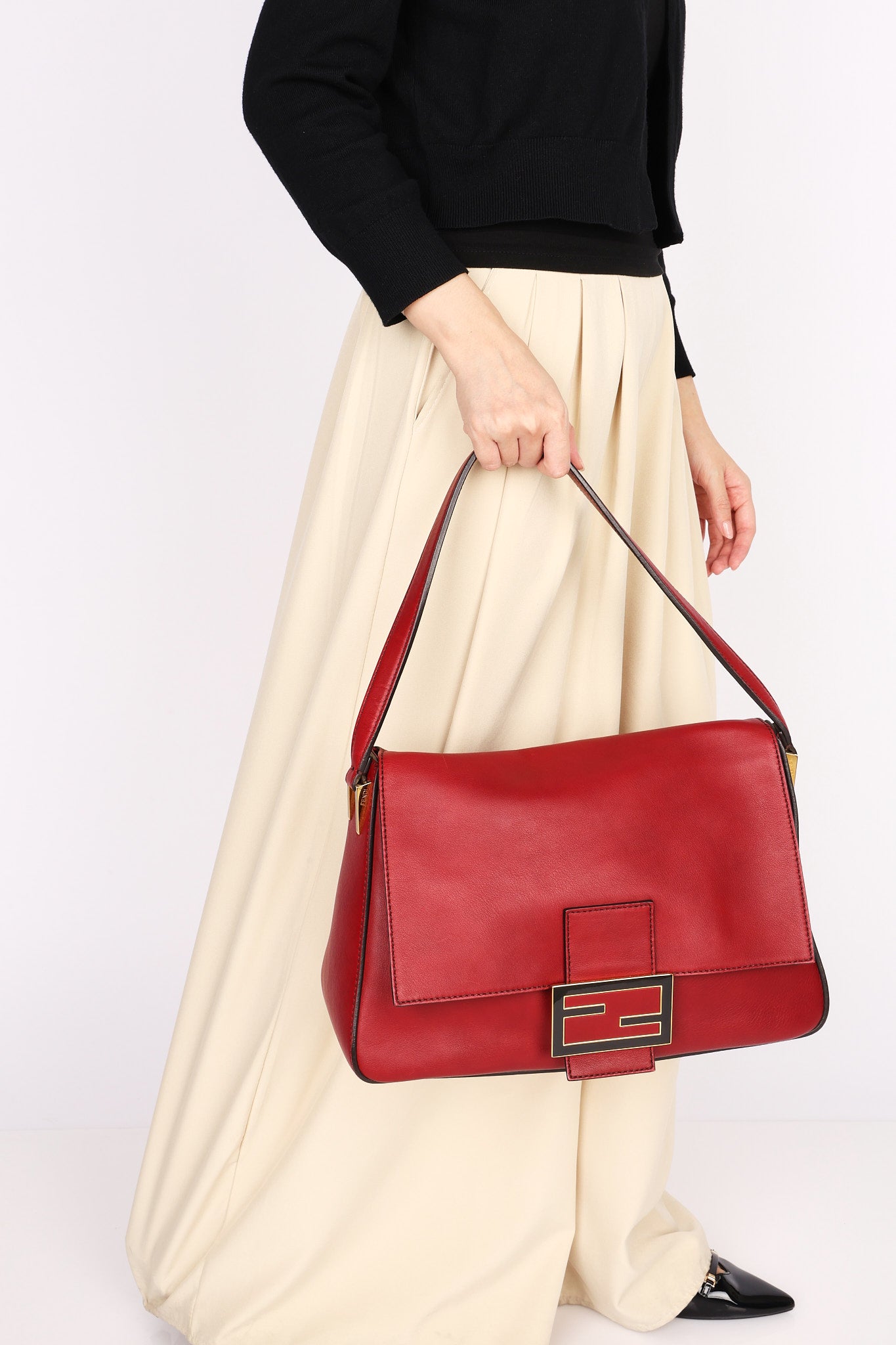 Fendi Mamma Forever Baguette Bag Red GHW