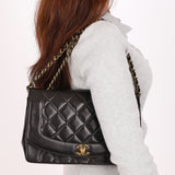Chanel Medium Diana Flap Black Lambskin 1993 24K GP
