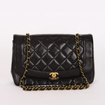 Chanel Medium Diana Flap Black Lambskin 1993 24K GP