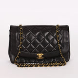 Chanel Medium Diana Flap Black Lambskin 1993 24K GP