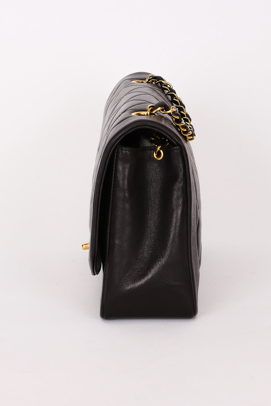 Chanel Medium Diana Flap Black Lambskin 1993 24K GP