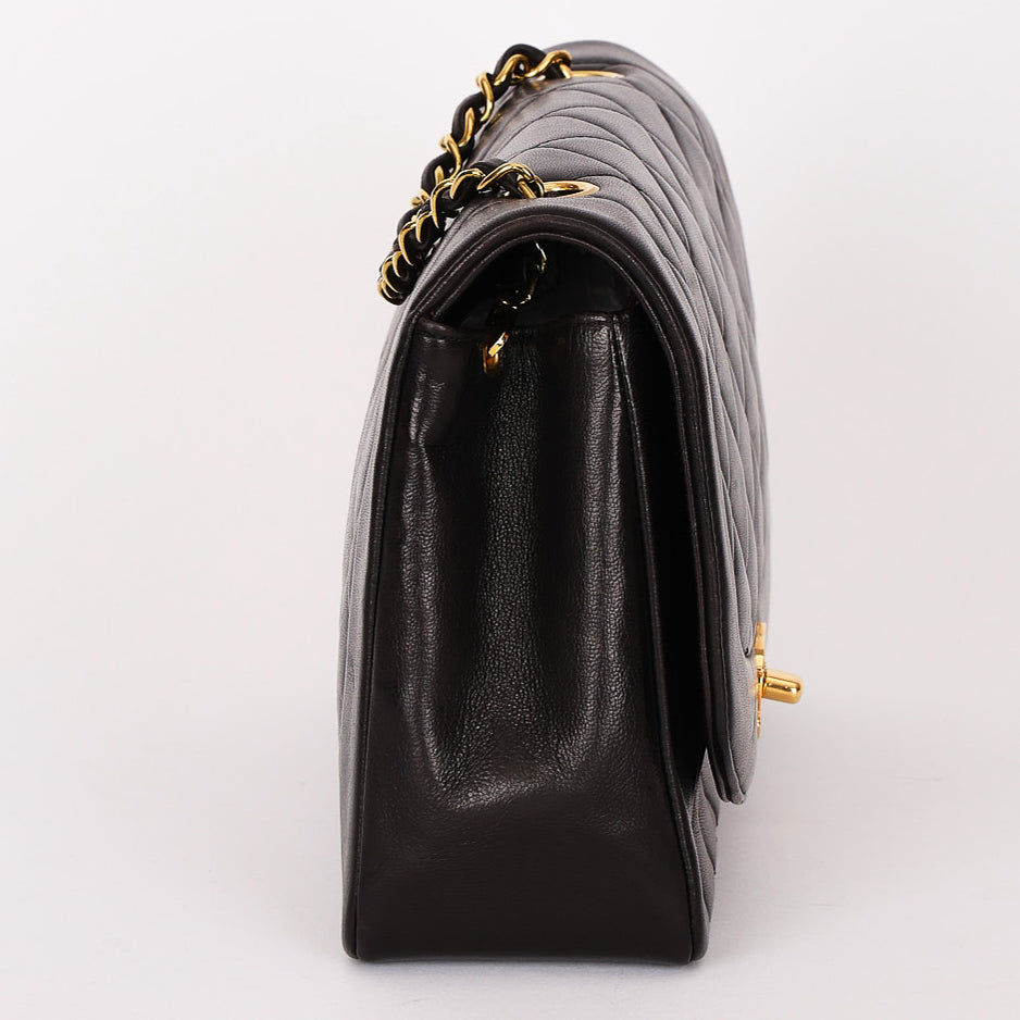 Chanel Medium Diana Flap Black Lambskin 1993 24K GP
