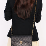 Chanel Single Flap Black Lambskin 24K GP