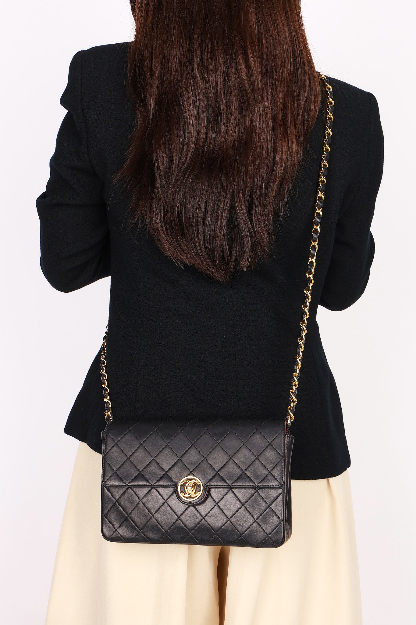Chanel Single Flap Black Lambskin 24K GP