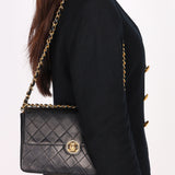 Chanel Single Flap Black Lambskin 24K GP