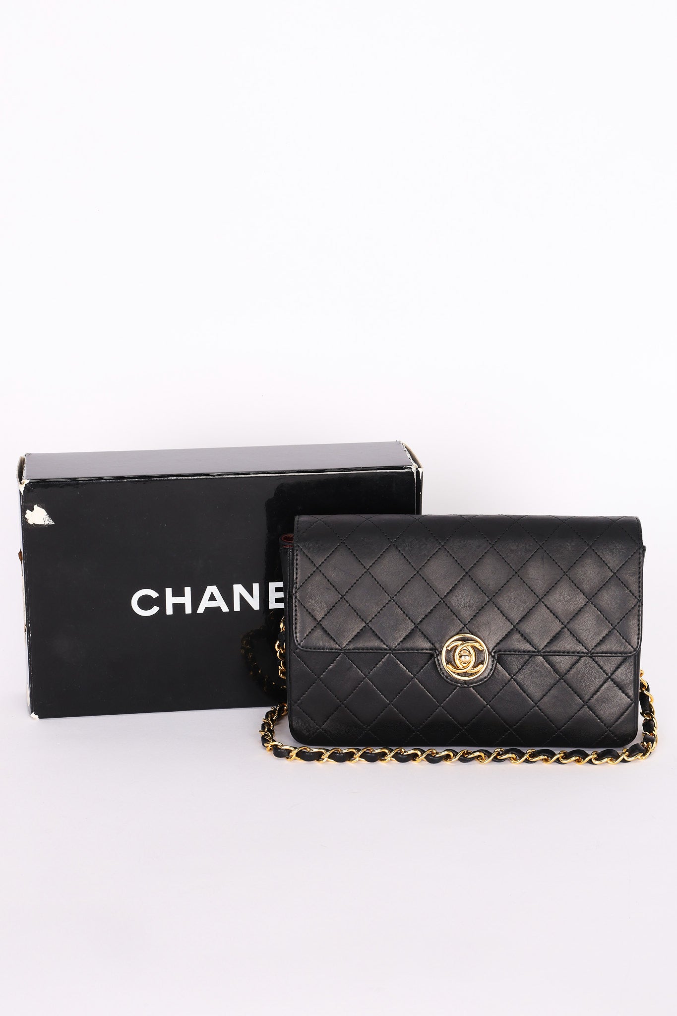 Chanel Single Flap Black Lambskin 24K GP