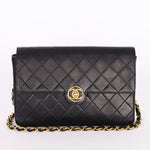Chanel Single Flap Black Lambskin 24K GP