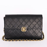 Chanel Single Flap Black Lambskin 24K GP