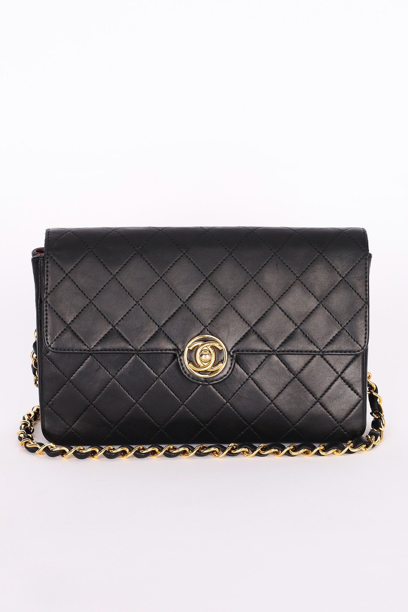Chanel Single Flap Black Lambskin 24K GP