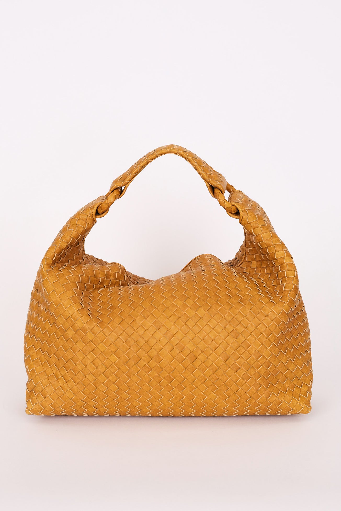 Bottega Veneta Intrecciato Hop Shoulder Bag Mustard Yellow
