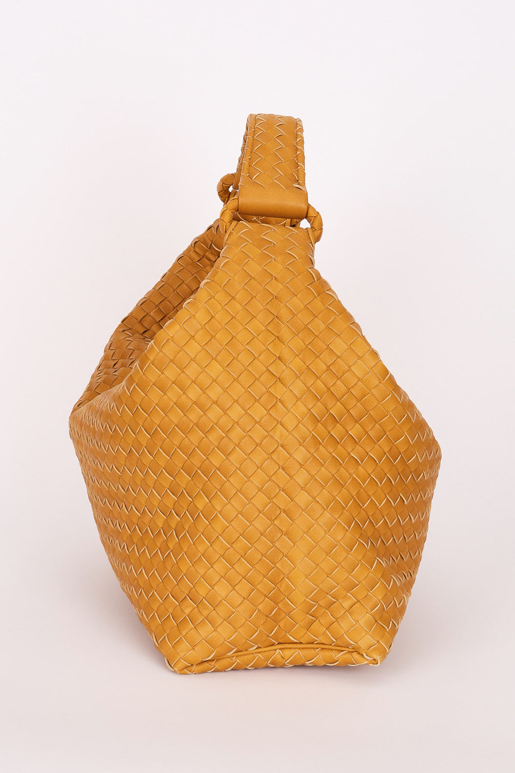 Bottega Veneta Intrecciato Hop Shoulder Bag Mustard Yellow