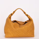 Bottega Veneta Intrecciato Hop Shoulder Bag Mustard Yellow