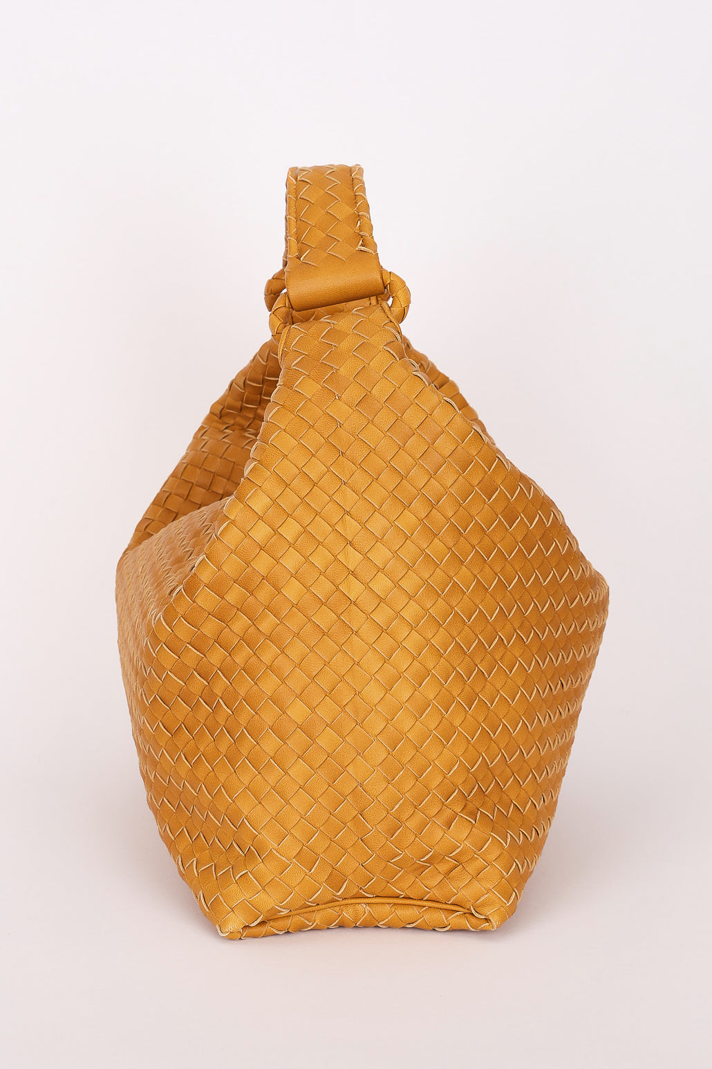 Bottega Veneta Intrecciato Hop Shoulder Bag Mustard Yellow