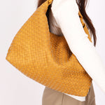 Bottega Veneta Intrecciato Hop Shoulder Bag Mustard Yellow