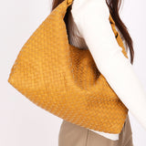 Bottega Veneta Intrecciato Hop Shoulder Bag Mustard Yellow