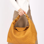 Bottega Veneta Intrecciato Hop Shoulder Bag Mustard Yellow