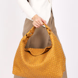 Bottega Veneta Intrecciato Hop Shoulder Bag Mustard Yellow