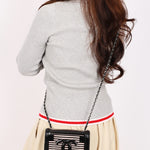 Chanel Plexi Striped Boy Brick Mini Flap Black Patent and Lambskin SHW