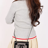 Chanel Plexi Striped Boy Brick Mini Flap Black Patent and Lambskin SHW