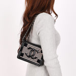 Chanel Plexi Striped Boy Brick Mini Flap Black Patent and Lambskin SHW