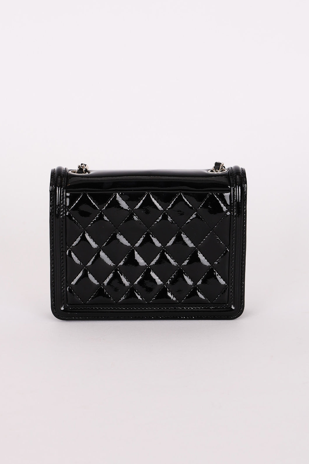 Chanel Plexi Striped Boy Brick Mini Flap Black Patent and Lambskin SHW