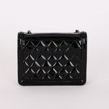 Chanel Plexi Striped Boy Brick Mini Flap Black Patent and Lambskin SHW