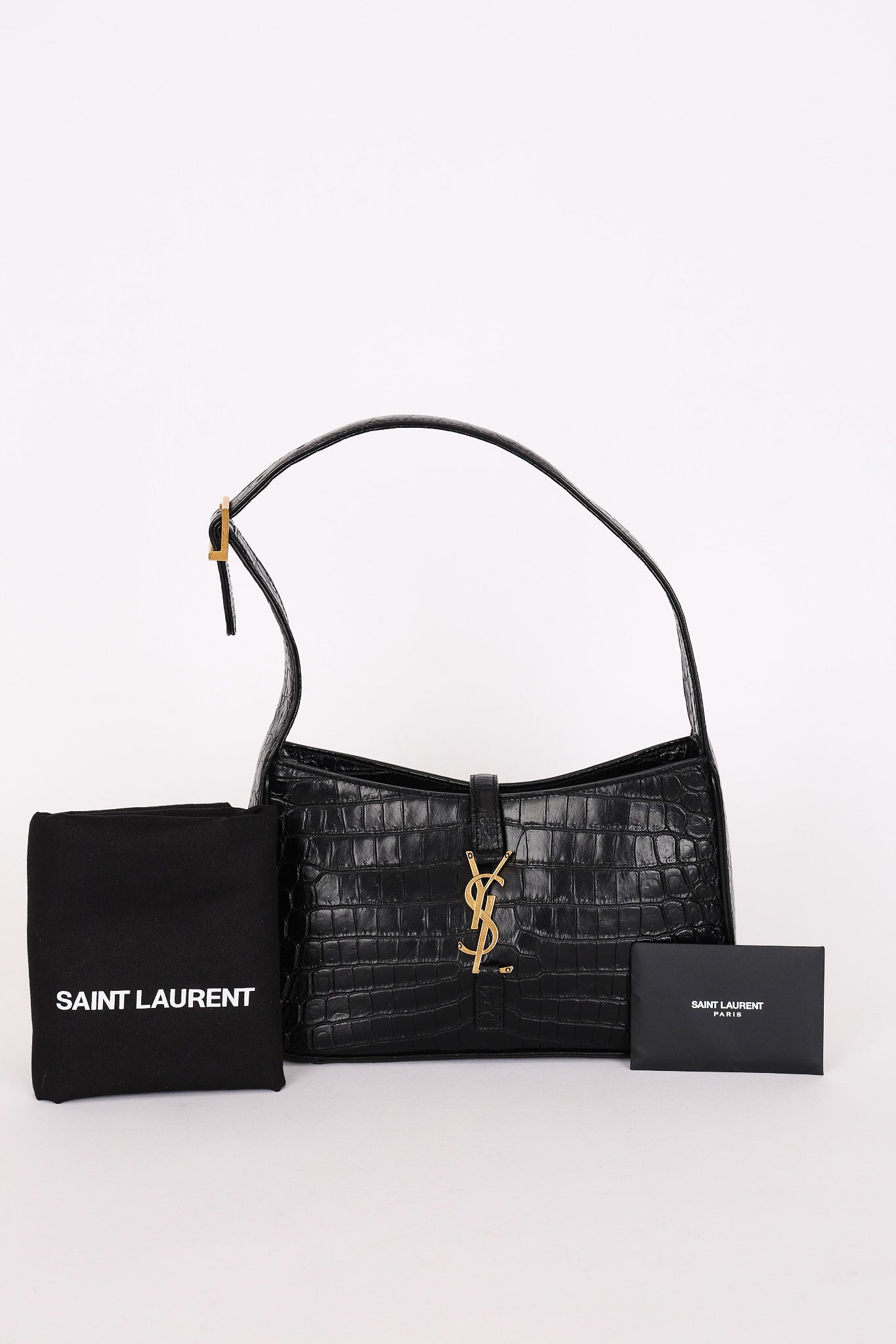Saint Laurent Le 5 A 7 Shoulder Bag Croc Embossed