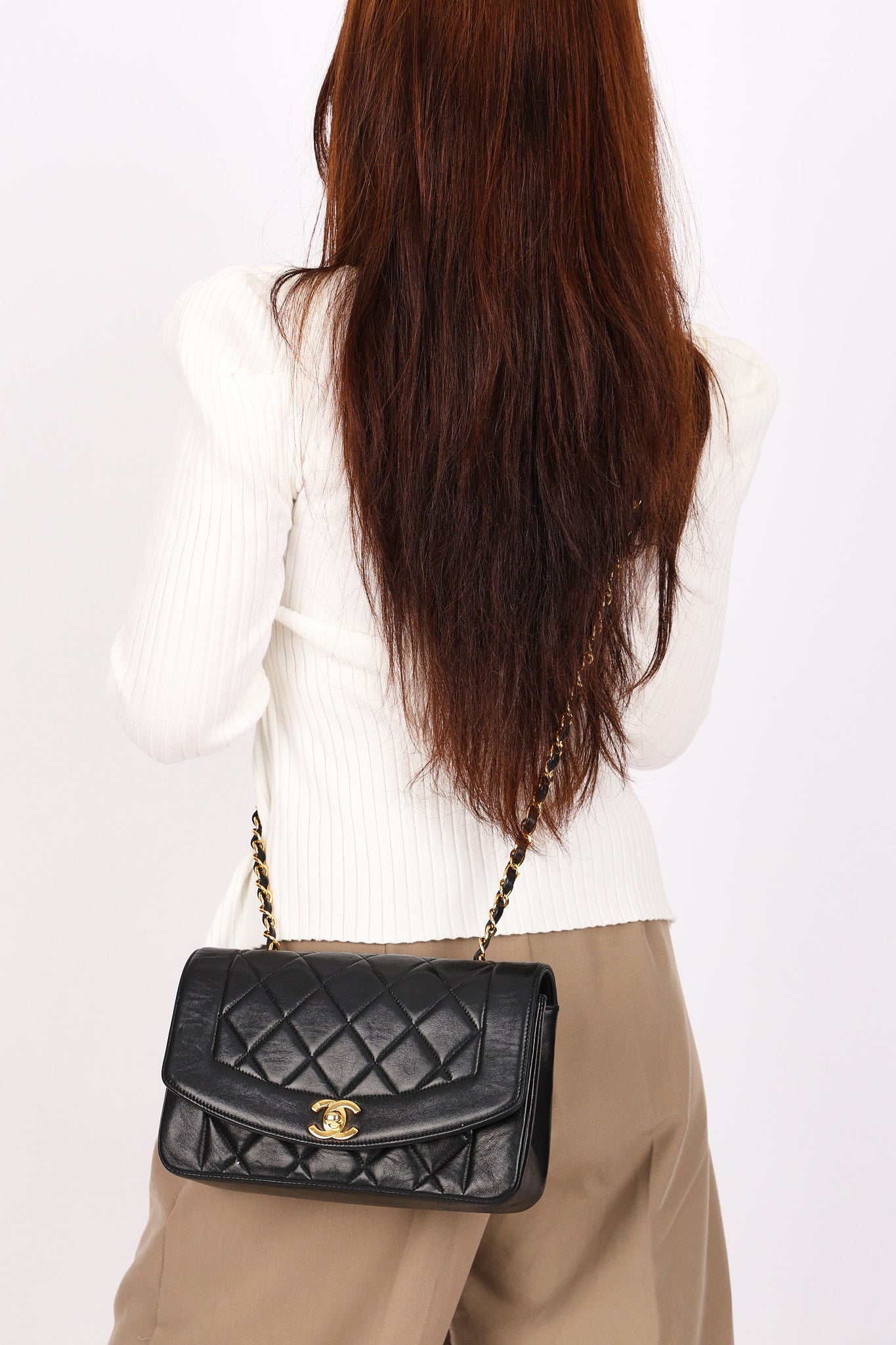 Chanel Small Diana Flap Black Lambskin 24K GP
