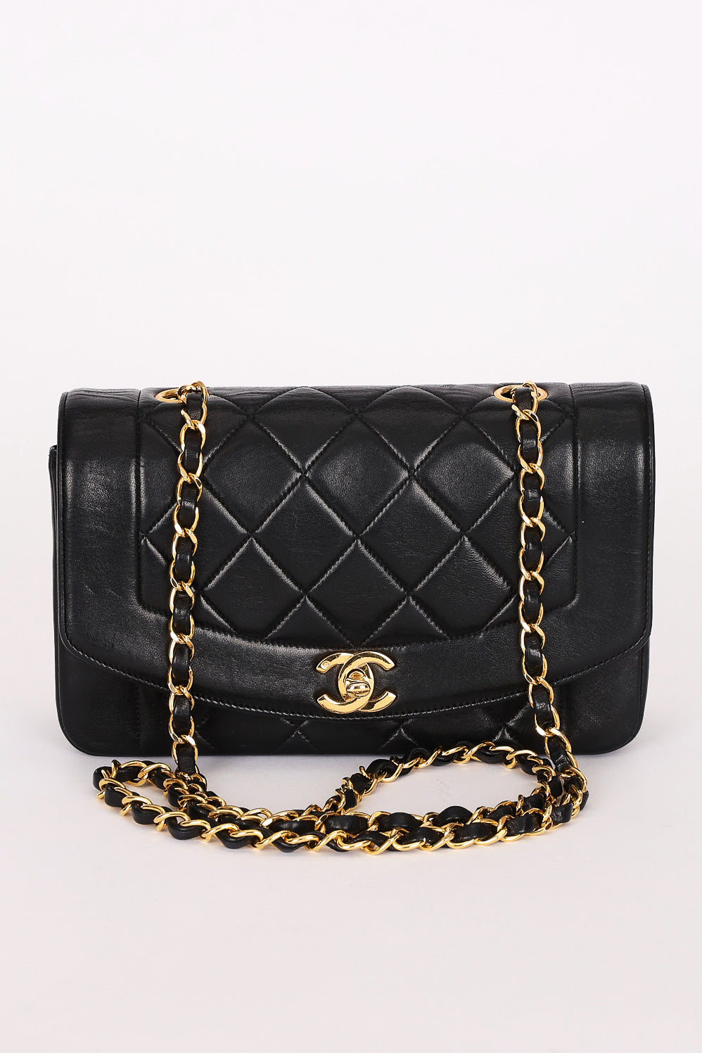 Chanel Small Diana Flap Black Lambskin 24K GP