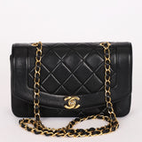 Chanel Small Diana Flap Black Lambskin 24K GP