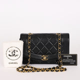 Chanel Small Diana Flap Black Lambskin 24K GP