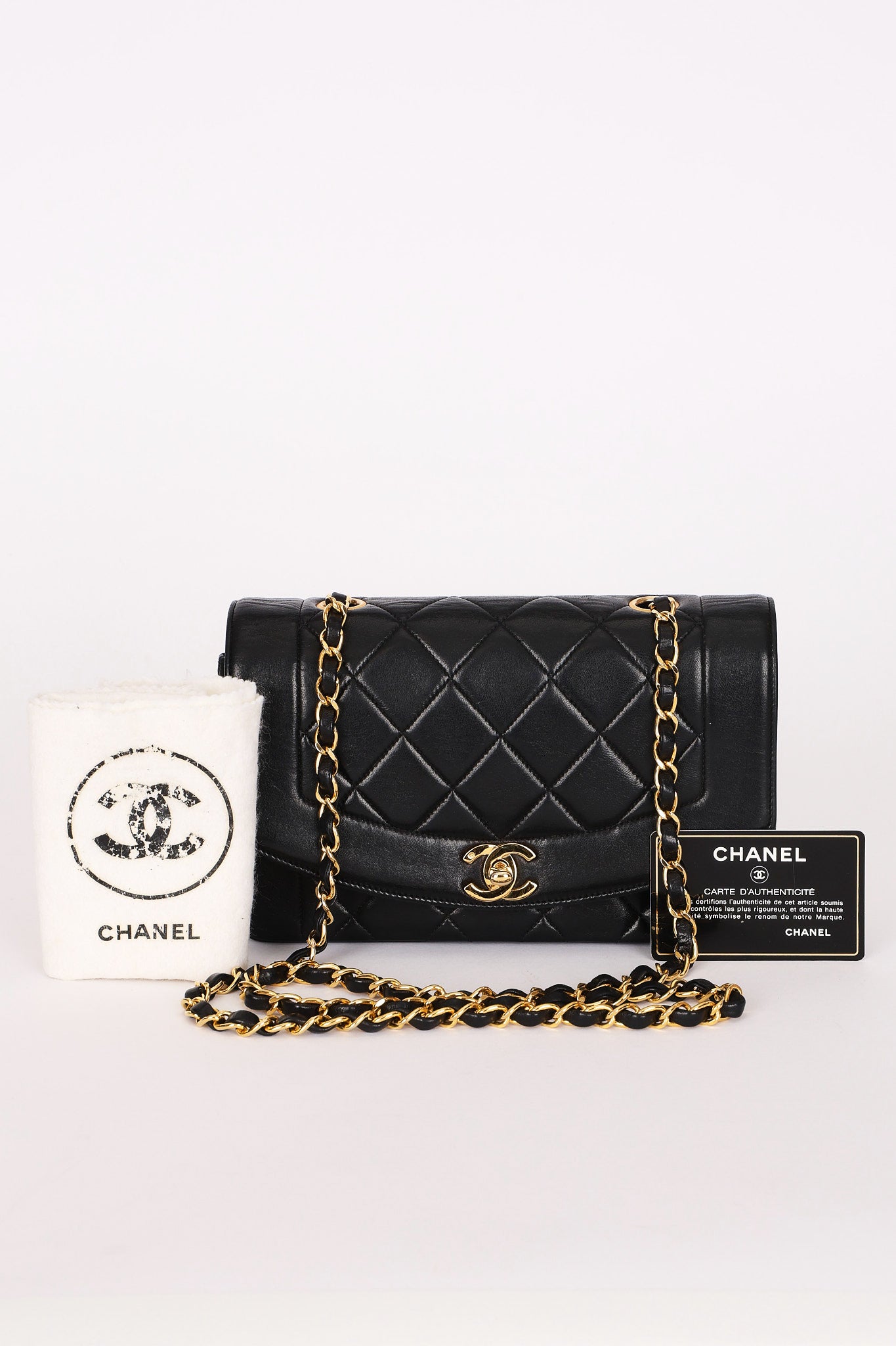 Chanel Small Diana Flap Black Lambskin 24K GP