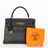 Hermès Kelly 28 Bleu Marine Fjord 1985 GHW