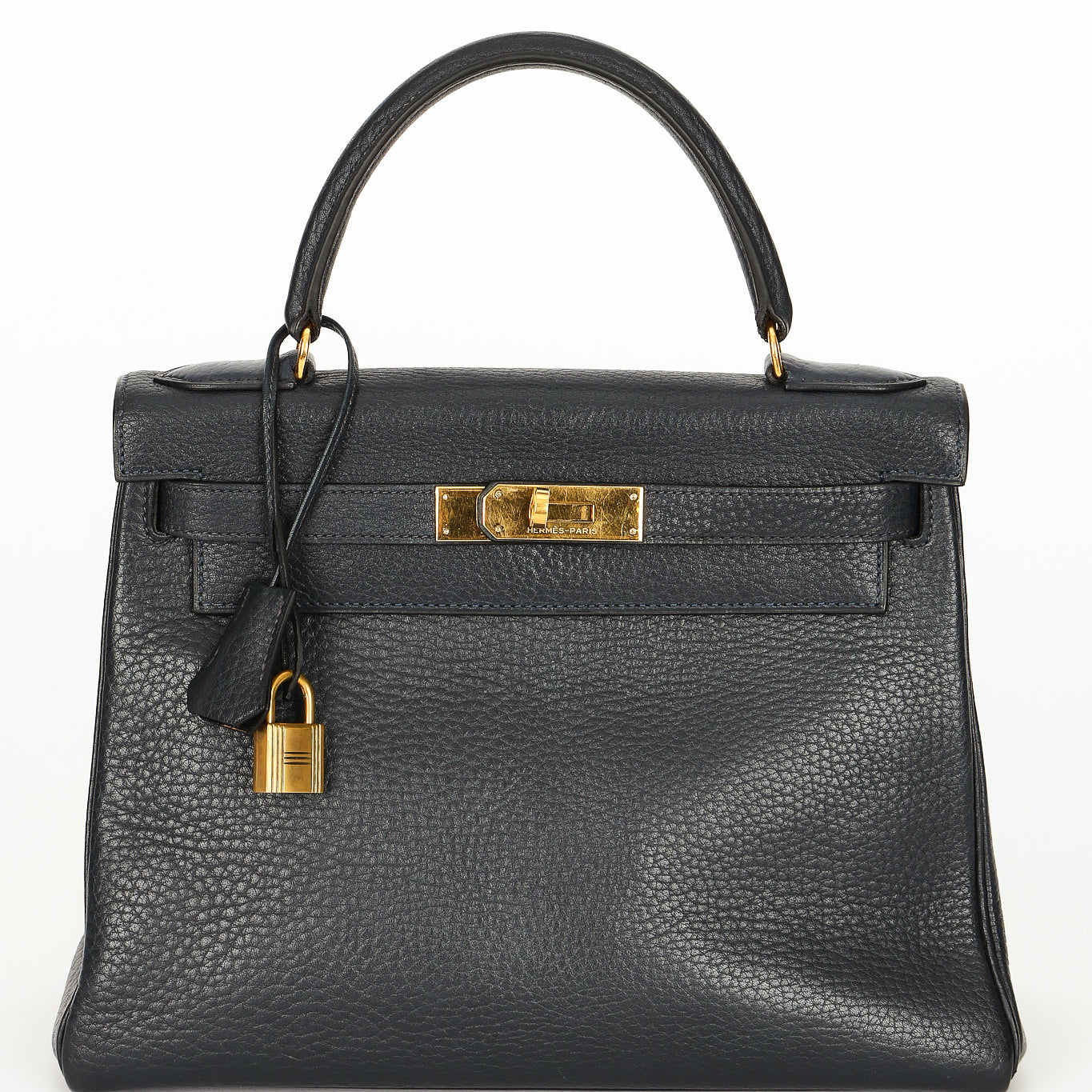 Hermès Kelly 28 Bleu Marine Fjord 1985 GHW