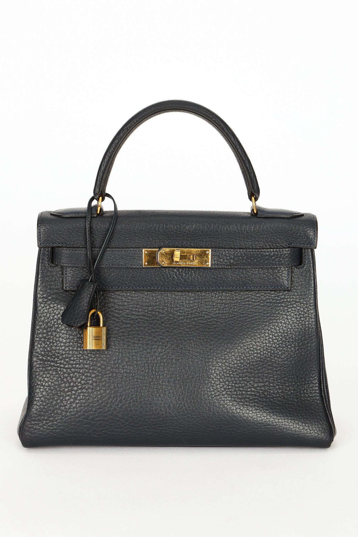 Hermès Kelly 28 Bleu Marine Fjord 1985 GHW