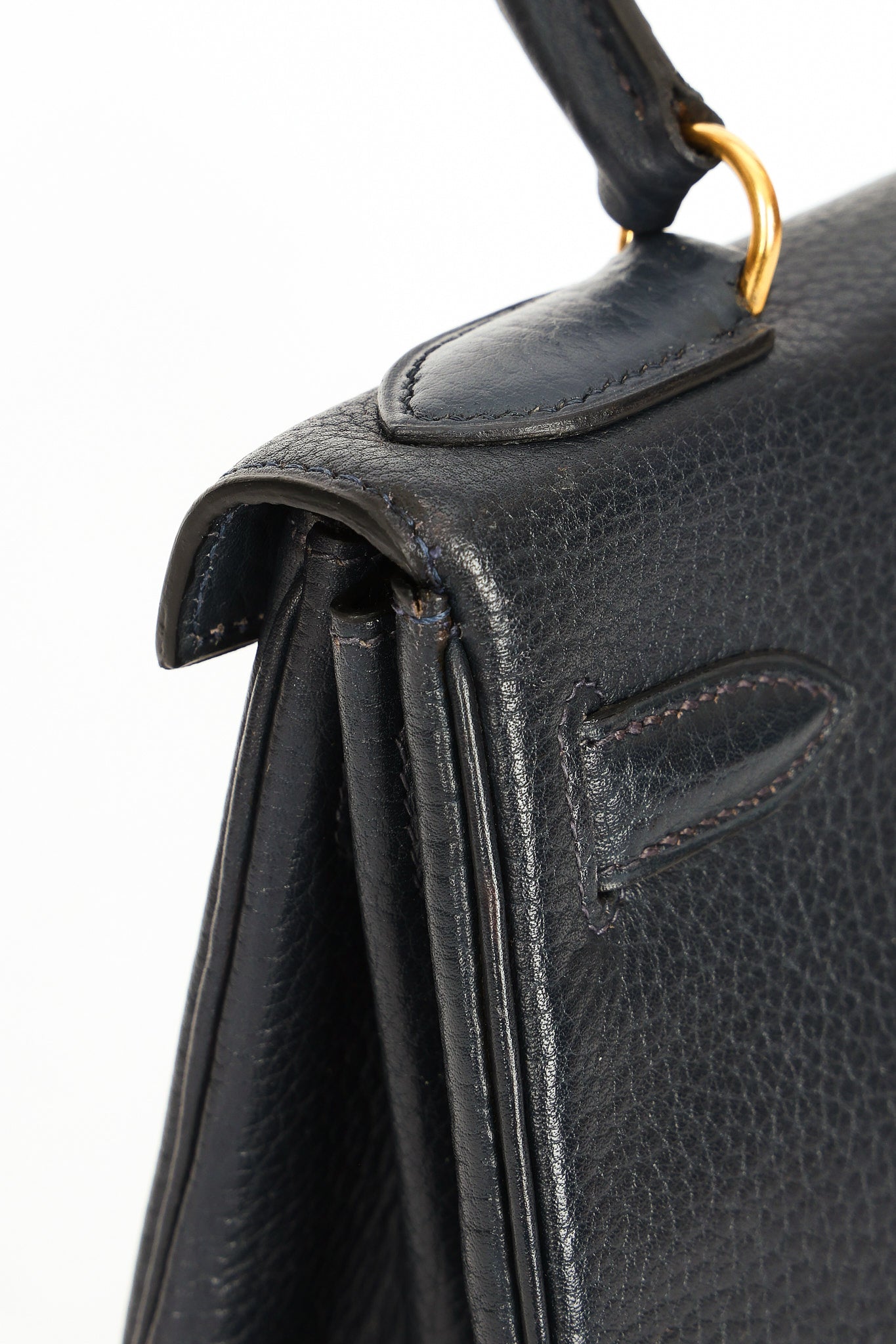 Hermès Kelly 28 Bleu Marine Fjord 1985 GHW